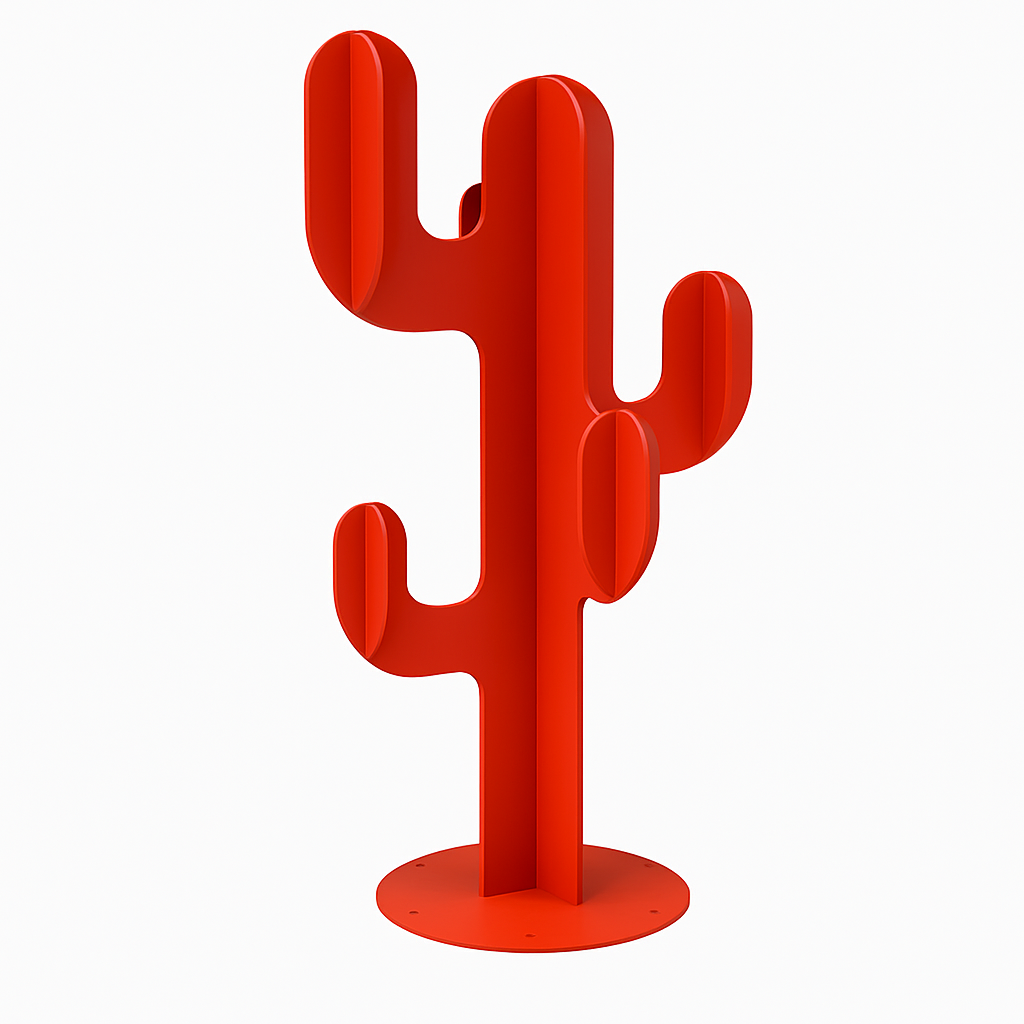 Cactus Design en Acier Thermolaqué Rouge